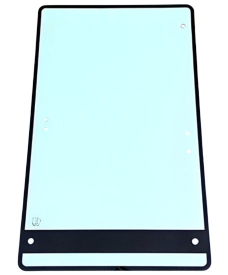Cut to the OEM 324071A2 pattern at 42" X 26" - Case/New Holland Left-Hand Door Glass for Case Wheel Loaders | Depco