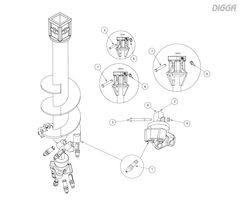 Digga DR11 rock auger wear parts assembly diagram
