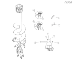Digga DR6 rock auger wear parts assembly diagram