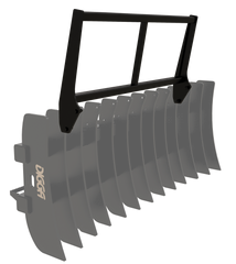 Digga 84 inch skid steer root rake with safety guard