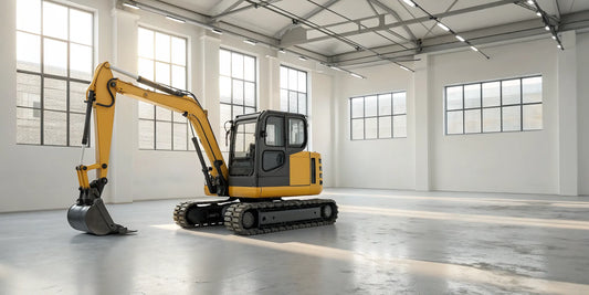 Mini excavator with a hydraulic thumb kit attachment for gripping materials.