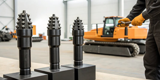 Various skid steer auger rock bits with heavy-duty carbide teeth.