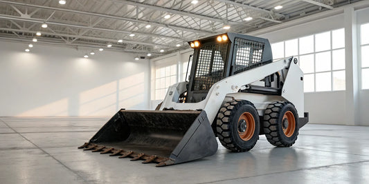 A heavy-duty skid steer tooth bar attached to a bucket for powerful digging.