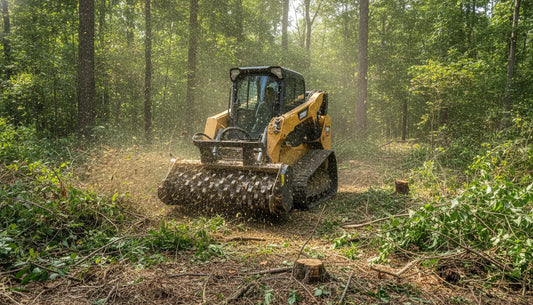 skid steer mulcher attachment clearing wooded lot