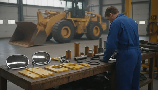 Wheel loader parts organized for a replacement planning inspection