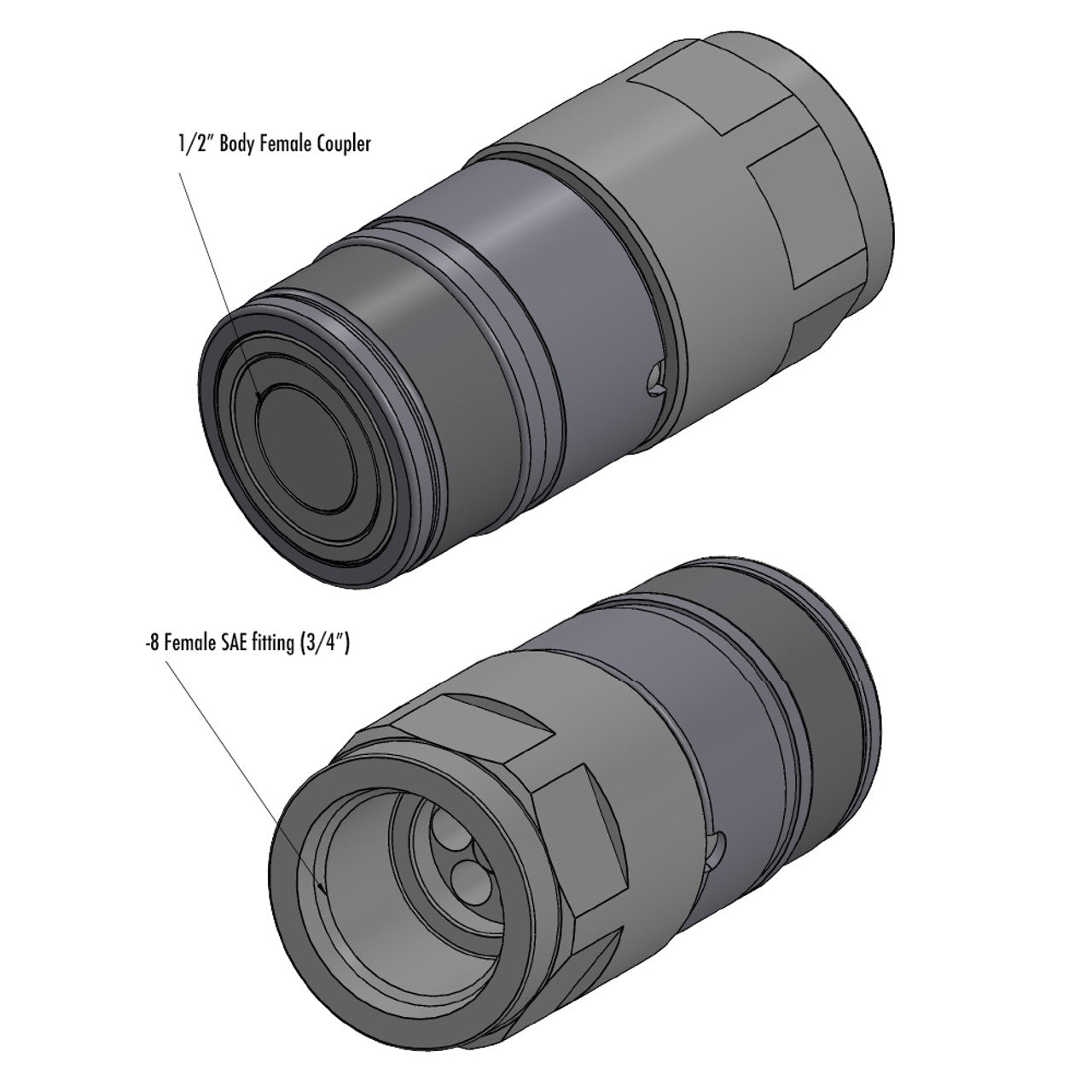 HQ Series Female 1/2" body x 3/4" Internal SAE Flat Face Coupler  - Holmbury