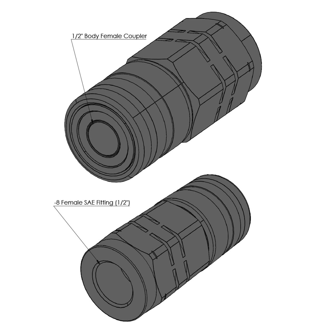 HQ Series Female 1/2" body x 1/2" Internal SAE Flat Face Coupler - Holmbury