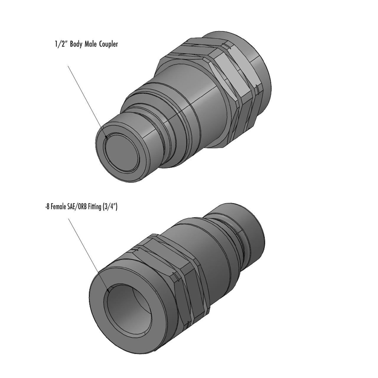 HQ Series Male 1/2" body x 3/4" Internal SAE Flat Face Coupler  - Holmbury