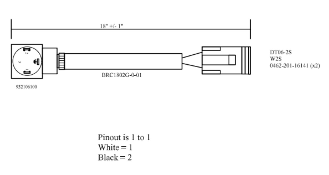 Adapter Cable 18 Inch DIN to Deutsch - SG-DTP-DIN-18 - Skid Steer Genius