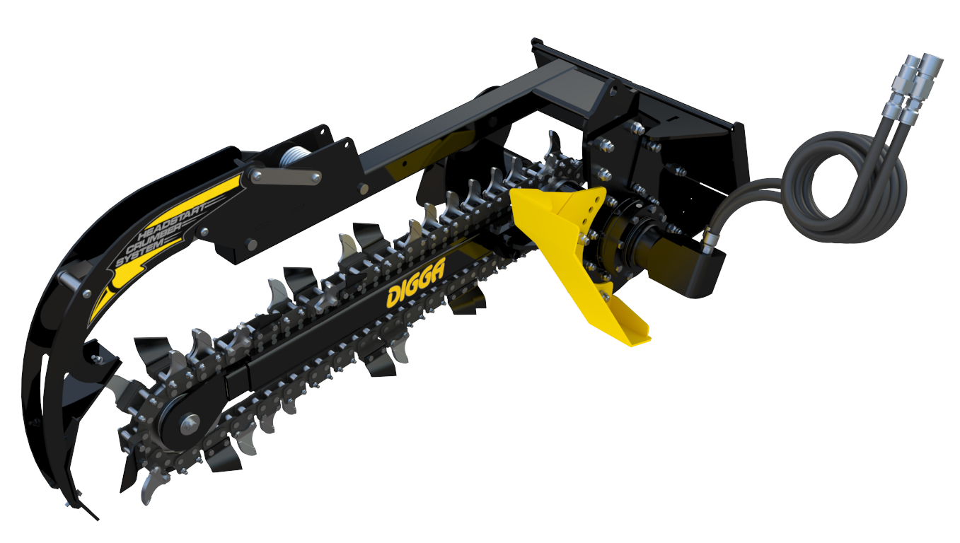 Digga Bigfoot mini skid steer trencher with mini multifit mount