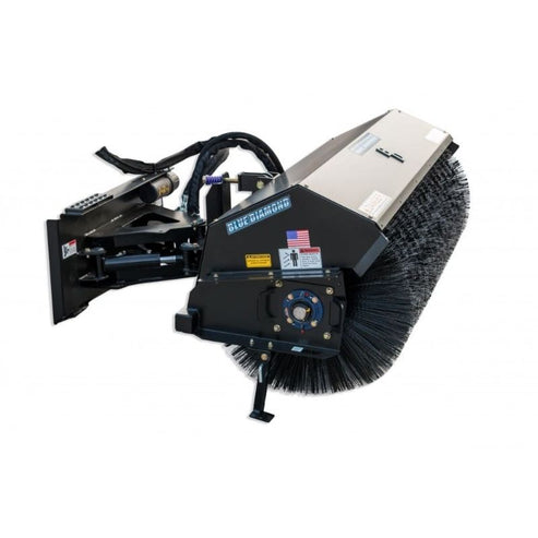 Severe Duty Skid Steer Angle Broom Attachment - Blue Diamond