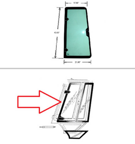 Case/New Holland Backhoe Cab Door Glass - Rear Left-Hand Swing-Out | Depco