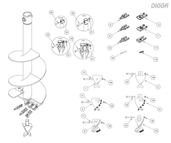 Digga A4 auger bit wear parts assembly diagram