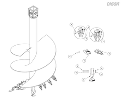 Digga A6 auger bit wear parts assembly diagram