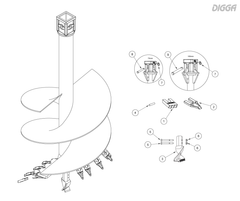 Digga A8 auger bit wear parts assembly diagram