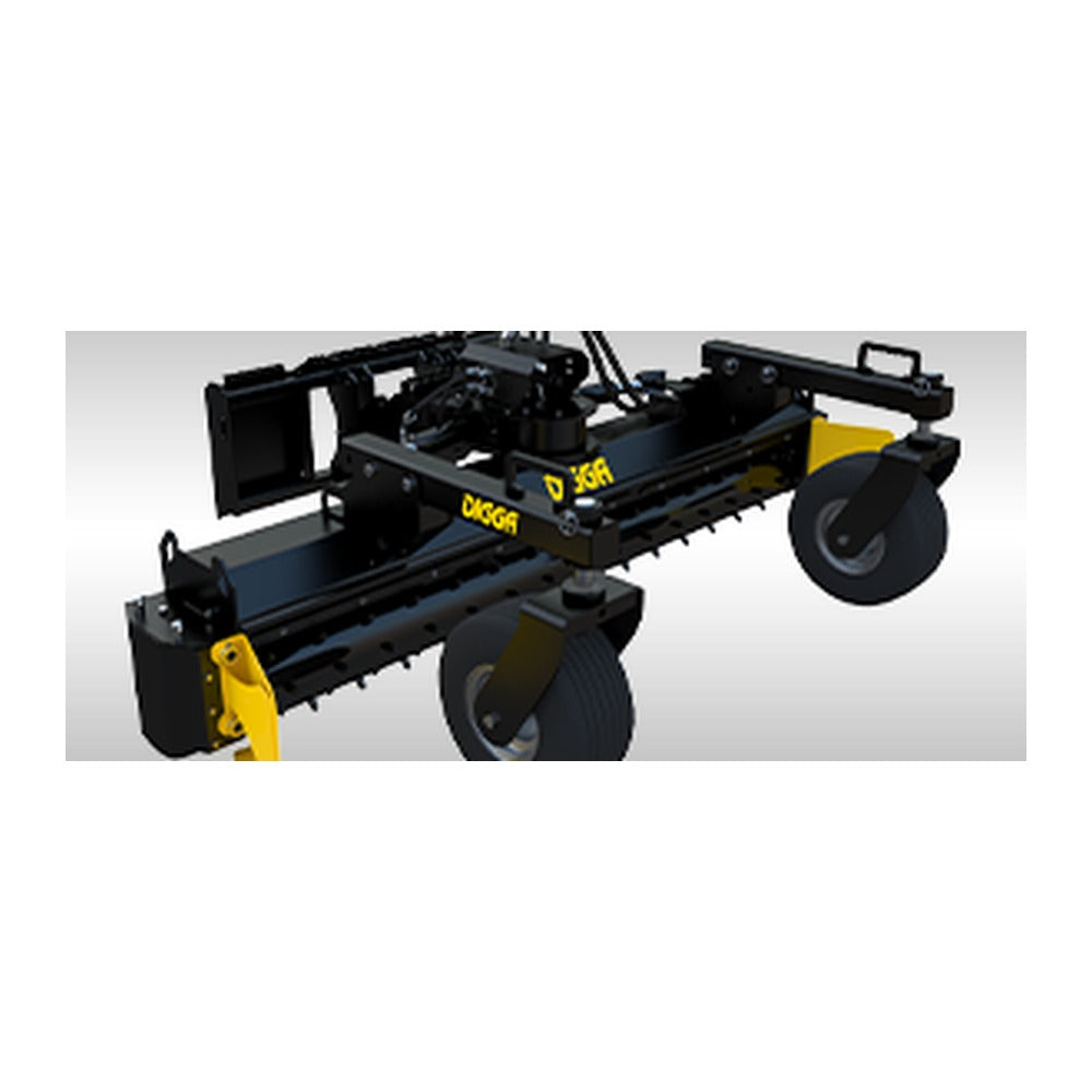 Digga power rake folding jockey legs for transport and storage