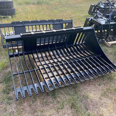Heavy Duty Skid Steer 6" Spacing Rock Bucket - Top Dog Attachments