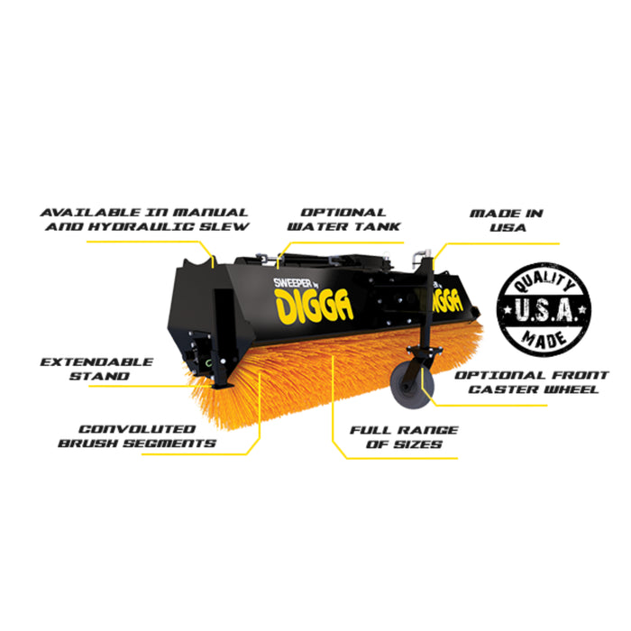 Manual Pivot Angle Broom Attachment for Skid Steer - Digga