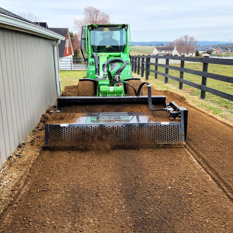 Skid Steer Rock Rake Attachment by Rockaway