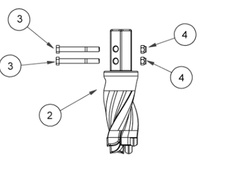 Digga PH-3XL auger bit pilot with retaining bolts and nuts