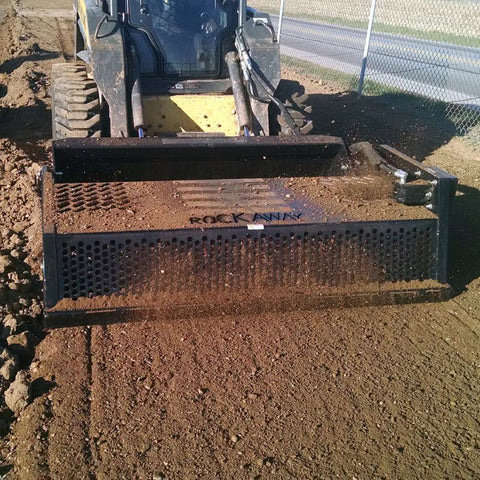 Skid Steer Rock Rake Attachment by Rockaway