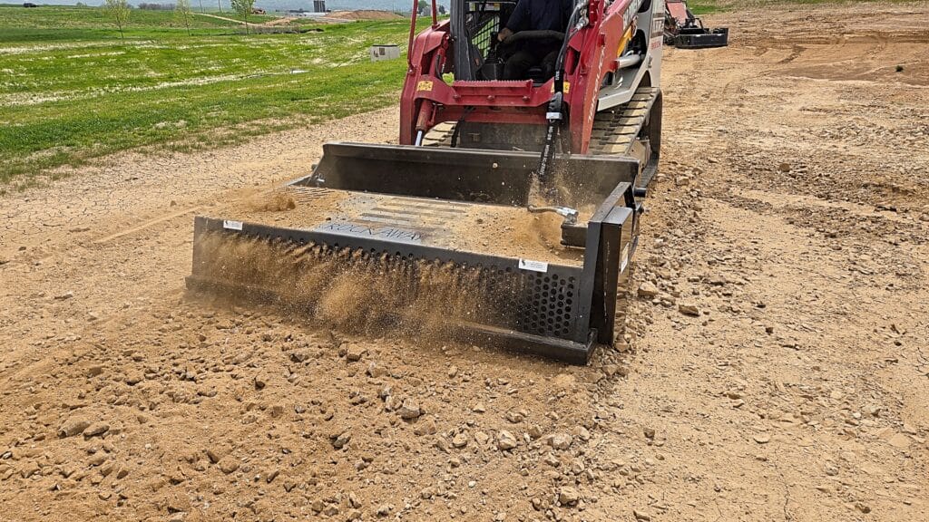 Mini Skid Steer Power Rake Attachment by Rockaway