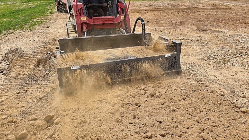 Mini Skid Steer Power Rake Attachment by Rockaway